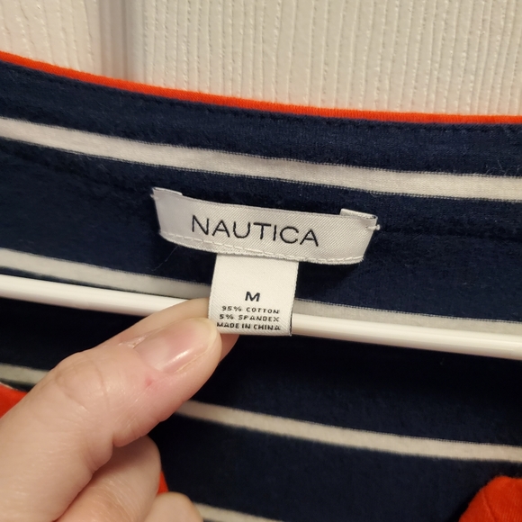 Nautica Women's Breton Stripes Sleeveless V-Neck Stretch Cotton Polo Dress SZ M - Picture 4 of 7